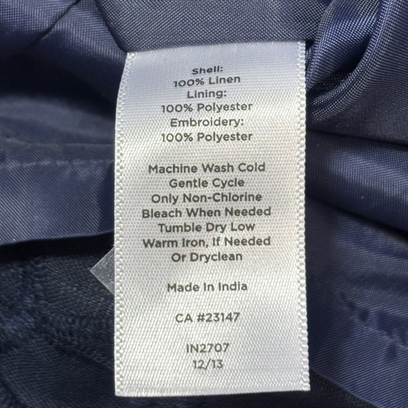 Talbots Navy Linen Embroidered Floral Scallop Hem Lined Skirt - 10 Petites NWT - Picture 6 of 6